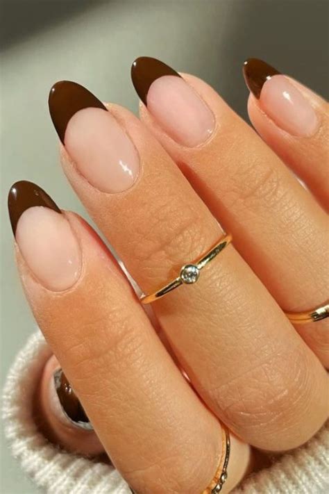 brown french tip nails short|brown french tip nail designs.